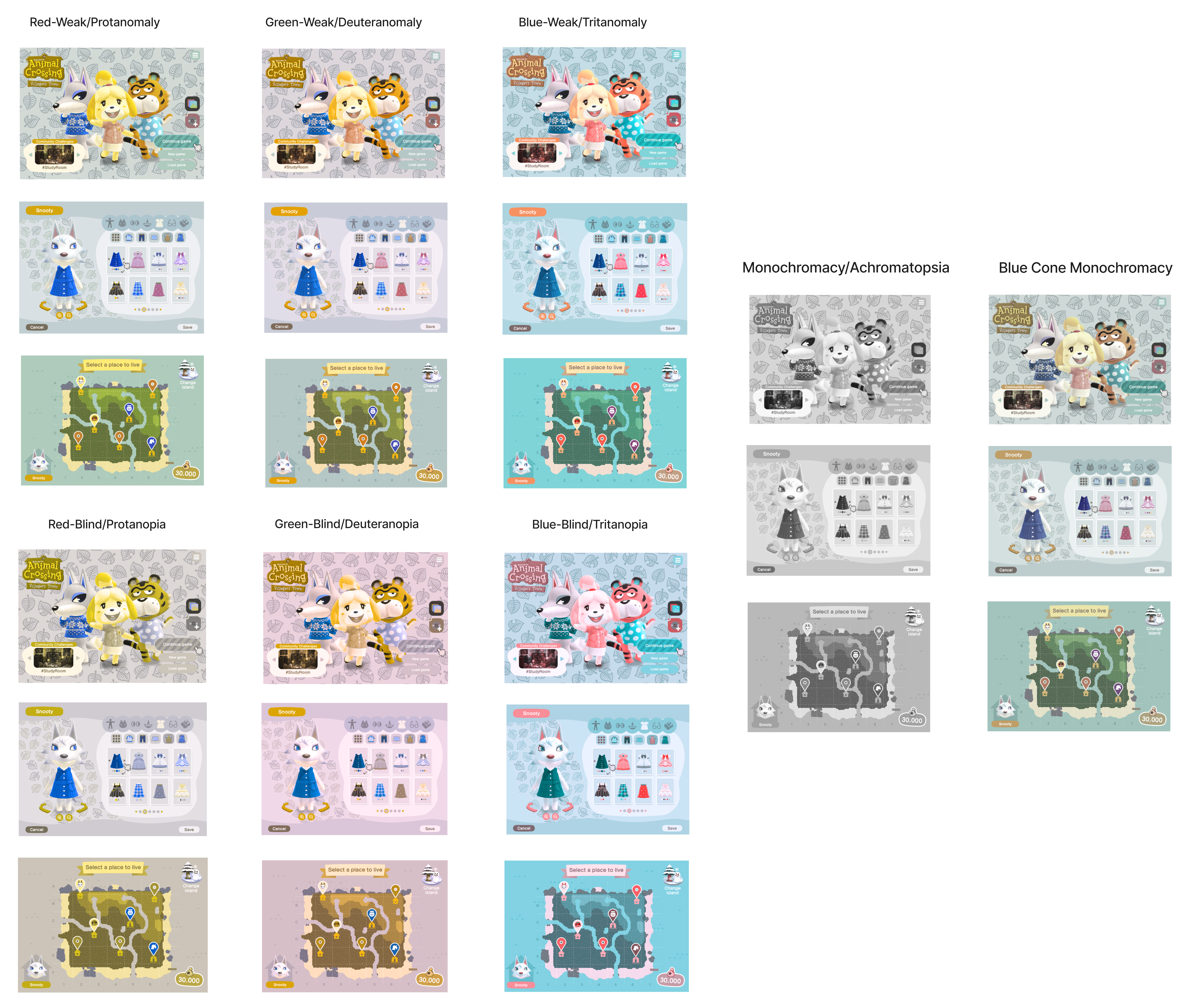 Color blindness simulation